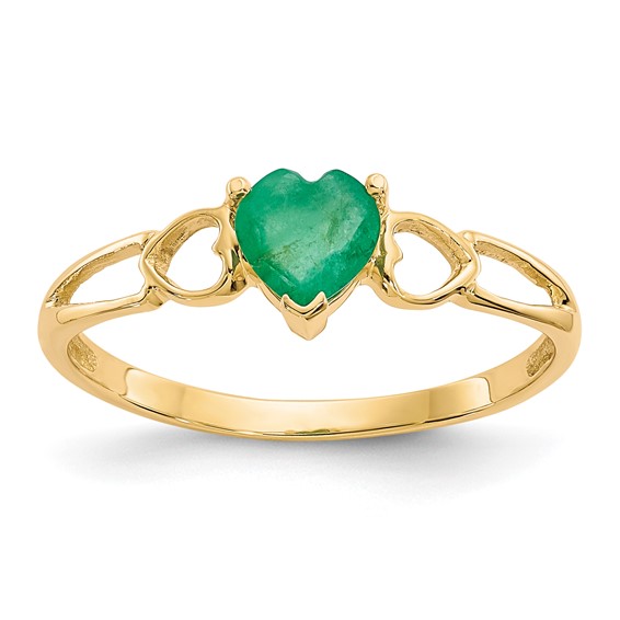 14kt Yellow Gold 2/5 ct Heart Emerald Ring