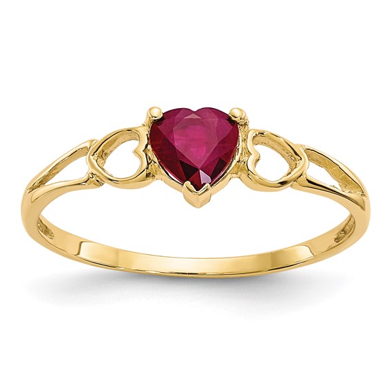 14kt Yellow Gold 1/2 ct Heart Ruby Ring