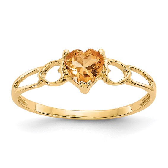 14kt Yellow Gold 2/5 ct Heart Citrine Ring