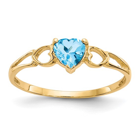 14kt Yellow Gold 1/2 ct Heart Blue Topaz Ring