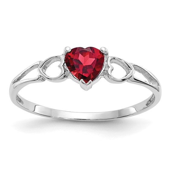 14kt White Gold 1/2 ct Heart Garnet Ring