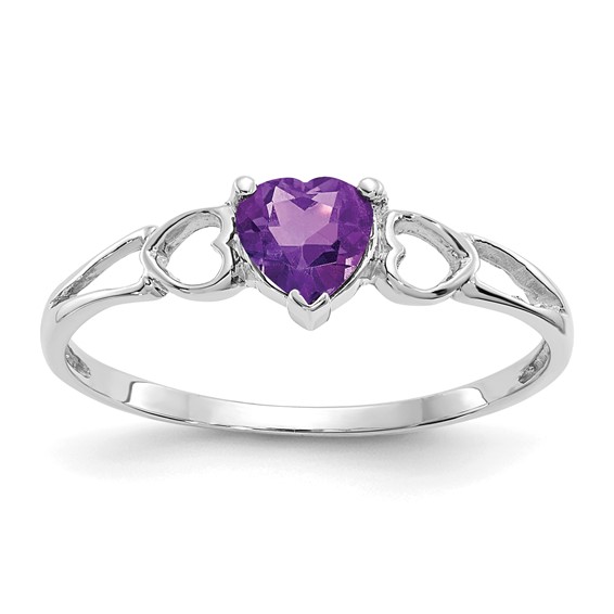 14kt White Gold 2/5 ct Heart Amethyst Ring