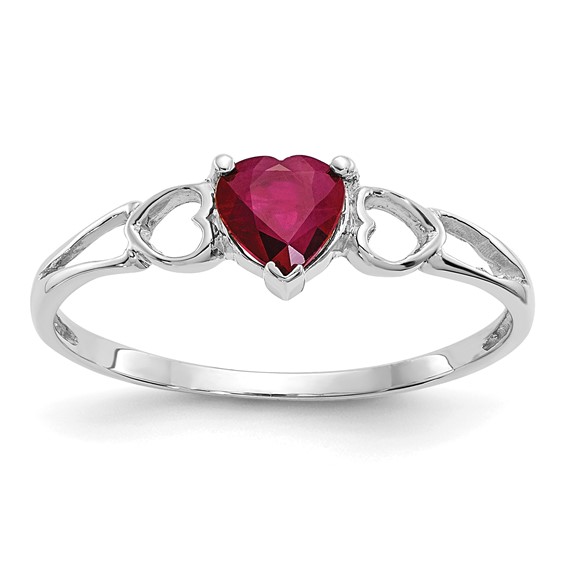 14kt White Gold 1/2 ct Heart Ruby Ring