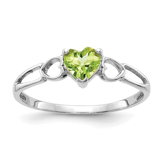 14kt White Gold 1/2 Ct Heart Peridot Ring