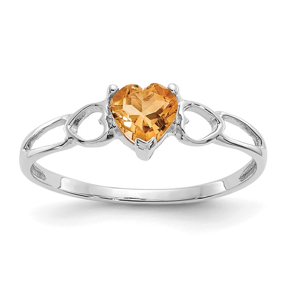 14kt White Gold 2/5 ct Heart Citrine Ring