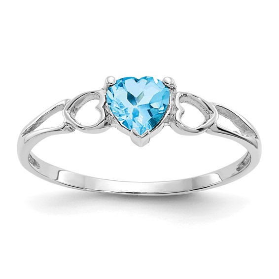 14kt White Gold 1/2 ct Heart Blue Topaz Ring