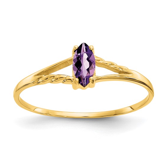 14kt Yellow Gold 1/5 ct Marquise Amethyst Ring