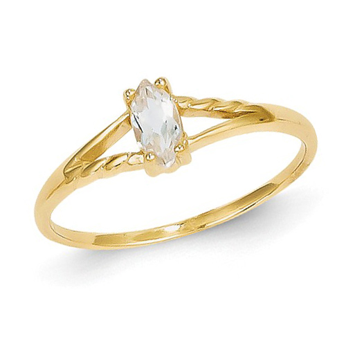 14kt Yellow Gold 1/4 ct Marquise White Topaz Ring