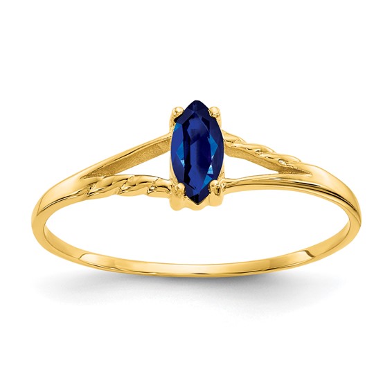 14kt Yellow Gold 1/3 ct Marquise Blue Sapphire Ring