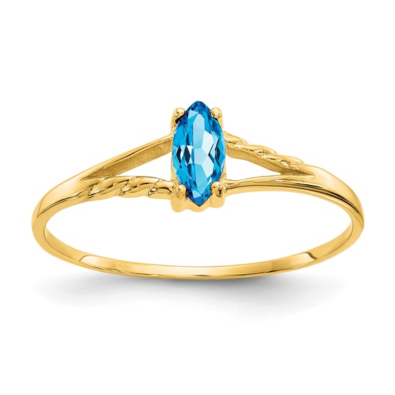 14kt Yellow Gold 1/4 ct Marquise Blue Topaz Ring