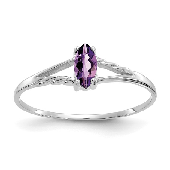 14kt White Gold 1/5 ct Marquise Amethyst Ring