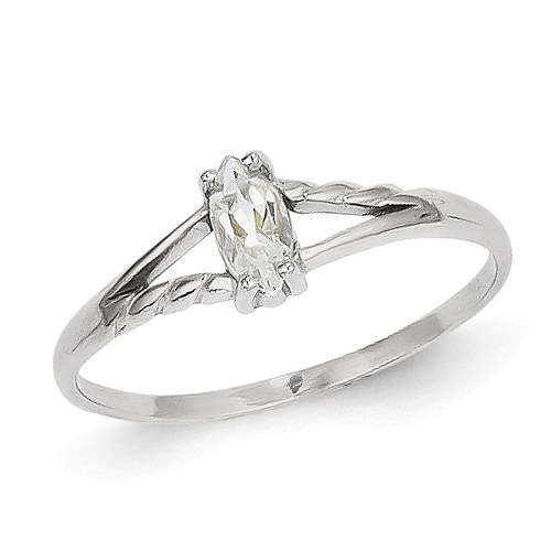 14kt White Gold 1/4 ct Marquise White Topaz Ring