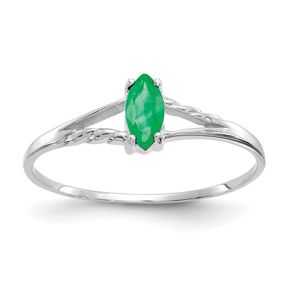14kt White Gold 1/4 ct Marquise Emerald Ring