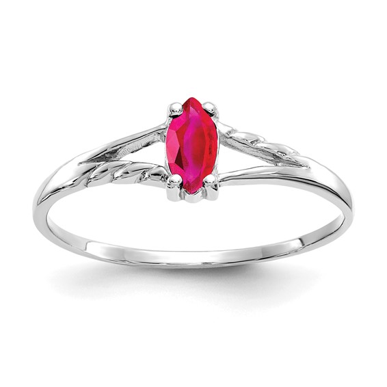 14kt White Gold 1/3 ct Marquise Ruby Ring