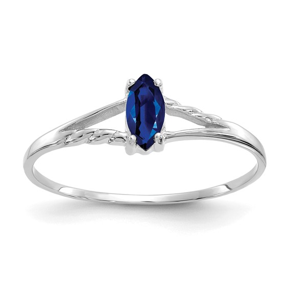14kt White Gold 1/3 ct Marquise Blue Sapphire Ring