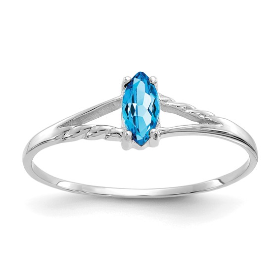 14kt White Gold 1/4 ct Marquise Blue Topaz Ring