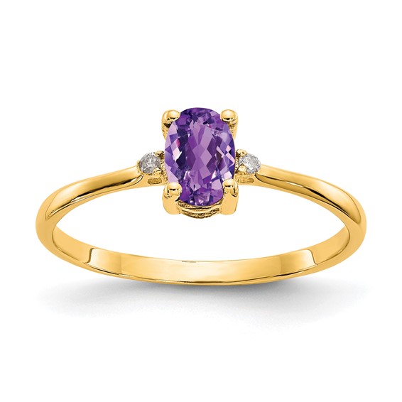 14kt Yellow Gold 2/5 ct Oval Amethyst Ring with Diamonds