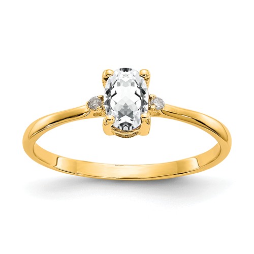 14kt Yellow Gold 1/2 ct Oval White Topaz Ring with Diamonds