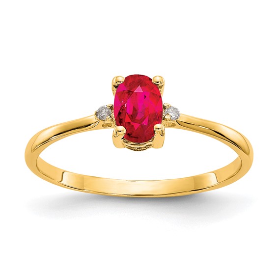 14kt Yellow Gold 5/8 ct Oval Ruby Ring with Diamonds