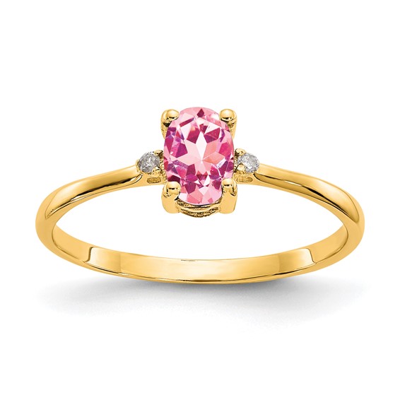14kt Yellow Gold 1/2 ct Oval Pink Tourmaline Ring with Diamonds