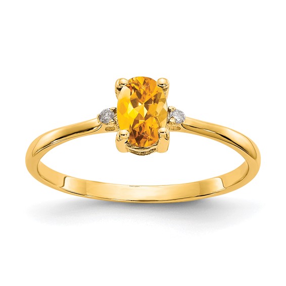 14kt Yellow Gold 2/5 ct Oval Citrine Ring with Diamonds