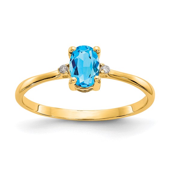 14kt Yellow Gold 1/2 ct Oval Blue Topaz Ring with Diamonds