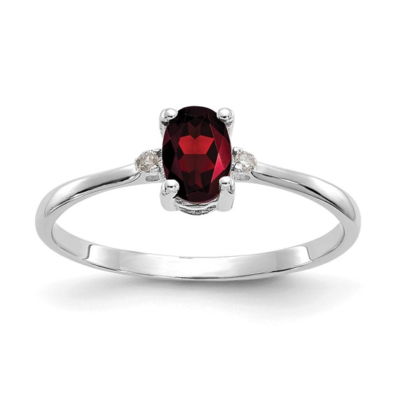 14kt White Gold 2/3 ct Oval Garnet Ring with Diamonds