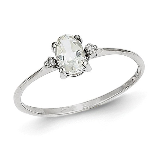 14kt White Gold 1/2 ct Oval White Topaz Ring with Diamonds