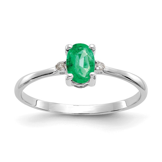 14kt White Gold 1/2 ct Oval Emerald Ring with Diamonds