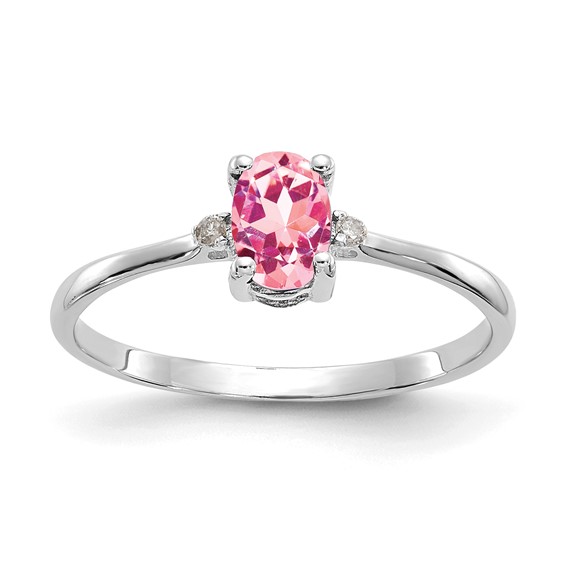 14kt White Gold 1/2 ct Oval Pink Tourmaline Ring with Diamonds