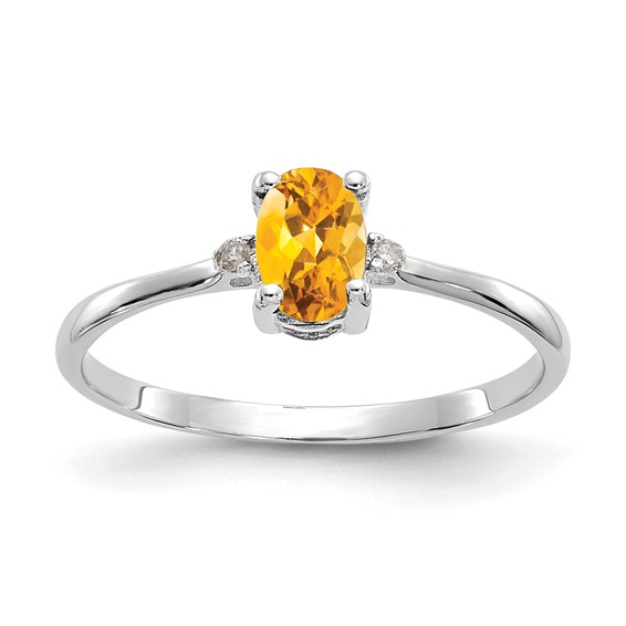 14kt White Gold 2/5 ct Oval Citrine Ring with Diamonds