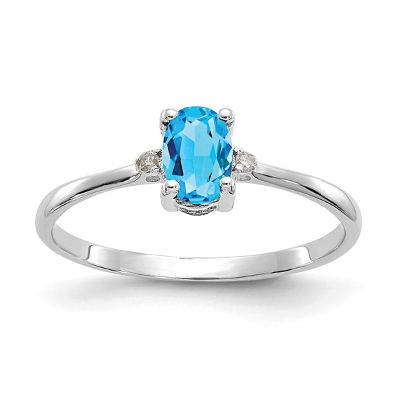 14kt White Gold 1/2 ct Oval Blue Topaz Ring with Diamonds