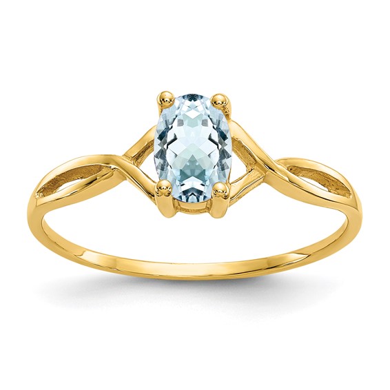 14kt Yellow Gold 2/5 Ct Oval Aquamarine Ring