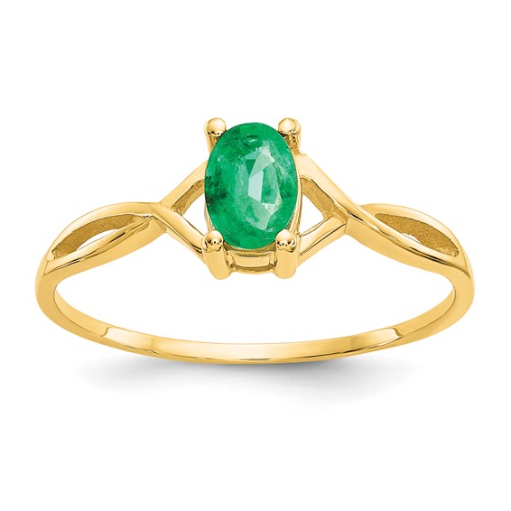 14kt Yellow Gold 1/2 ct Oval Emerald Ring