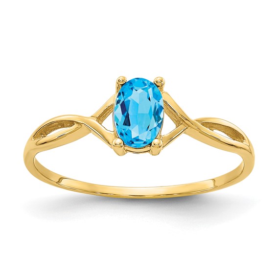 14kt Yellow Gold 1/2 ct Oval Blue Topaz Ring