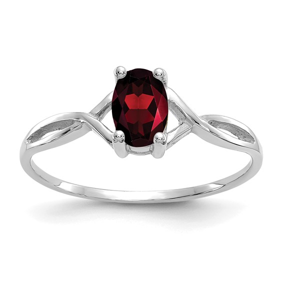 14kt White Gold 2/3 ct Oval Garnet Ring