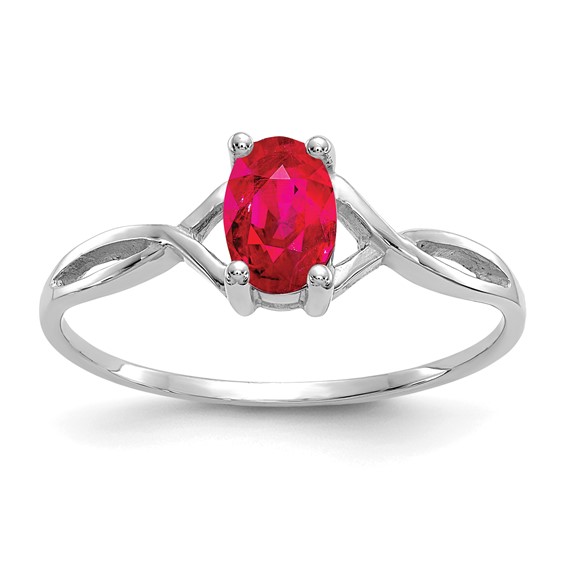 14kt White Gold 5/8 ct Oval Ruby Ring