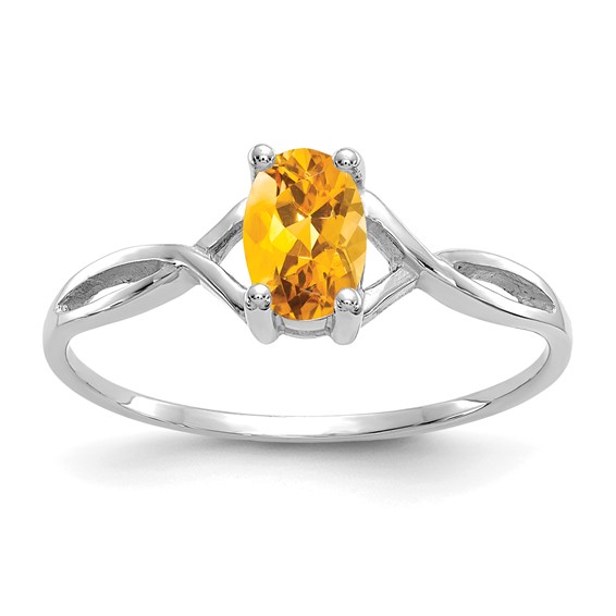 14kt White Gold 2/5 ct Oval Citrine Ring