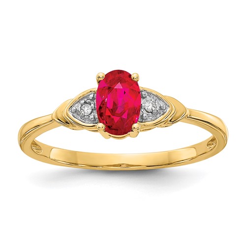 14kt Yellow Gold 1/4 Ct Oval Ruby Ring with Diamond Accents