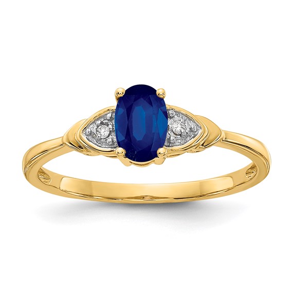 14kt Yellow Gold 1/3 Ct Oval Sapphire Ring with Diamond Accents