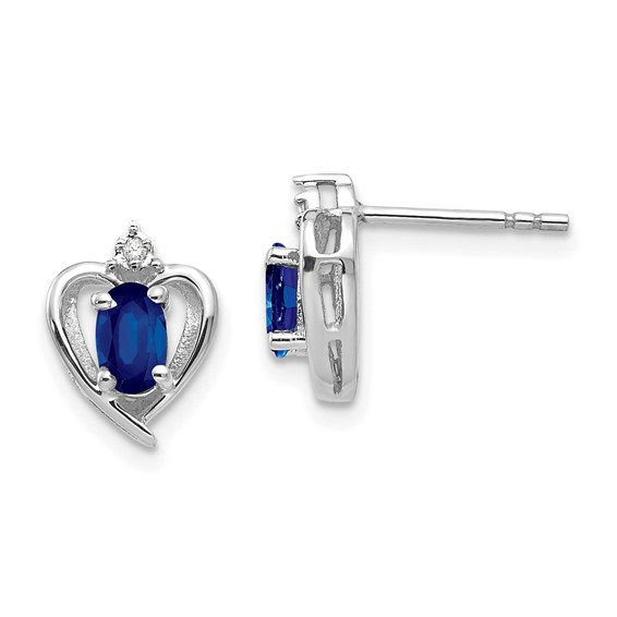 14kt White Gold 1/2 ct Oval-cut Sapphire Heart Earrings