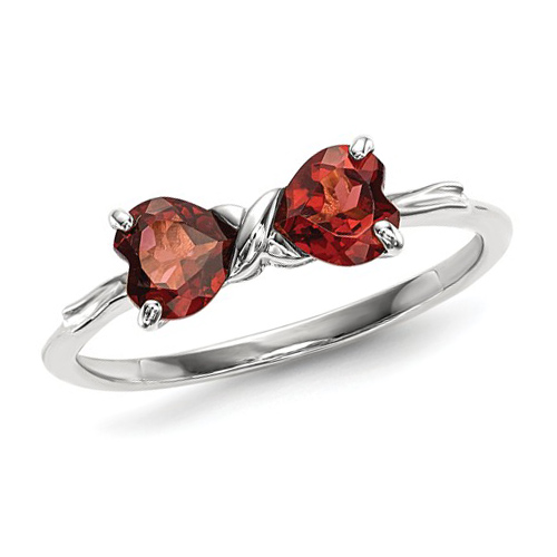14kt White Gold 1 ct Heart Garnet Bow Ring