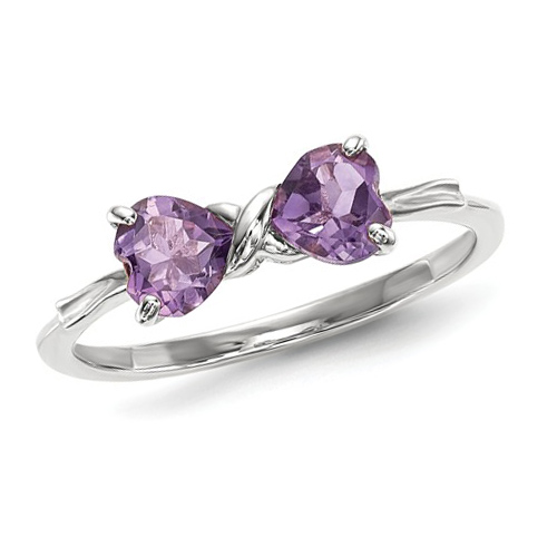14kt White Gold 4/5 ct Heart Amethyst Bow Ring
