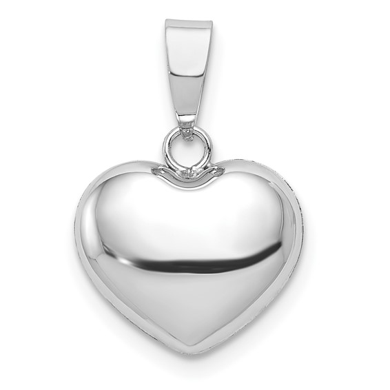 14kt White Gold 3/8in Italian Puff Heart Charm