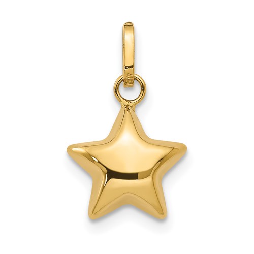 14kt Yellow Gold 3/8in Puffed Star Charm