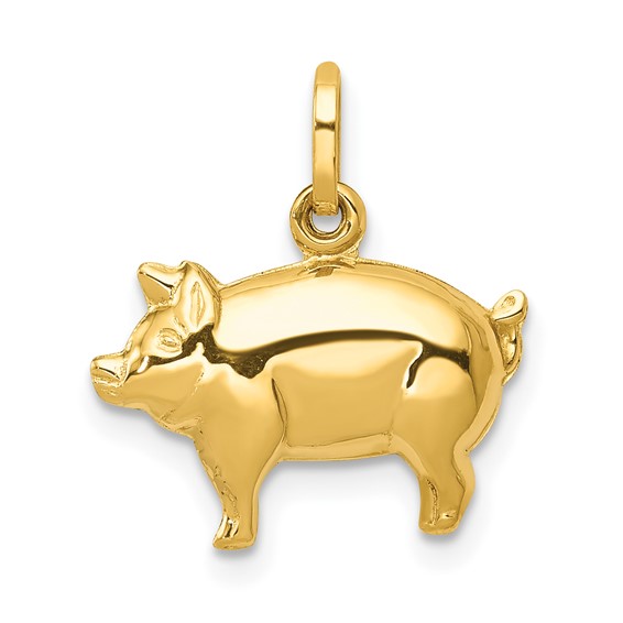 14kt Yellow Gold 3/8in Pig Charm