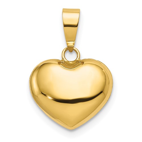 14kt Yellow Gold 3/8in Italian Puff Heart Charm