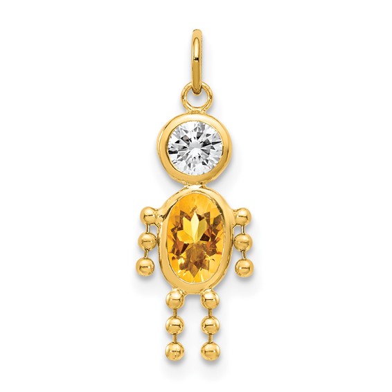 14kt Yellow Gold 5/8in November Boy CZ Birthstone Charm