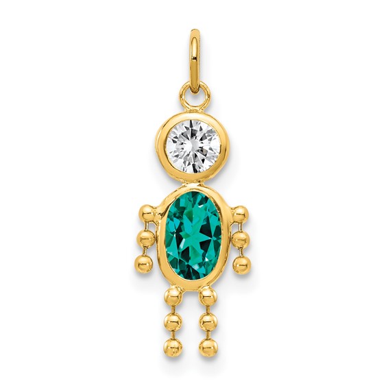 14kt Yellow Gold 5/8in December Boy CZ Birthstone Charm