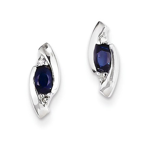 14kt White Gold 2/5 ct Oval Sapphire Stud Earrings with Diamonds
